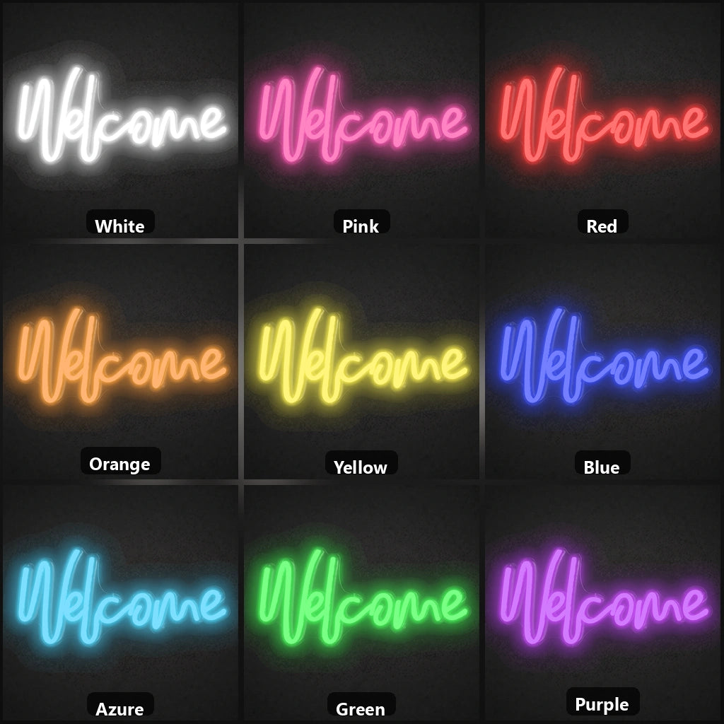 Welcome LED Neon Sign Garage Man Cave Neon Sign color grid