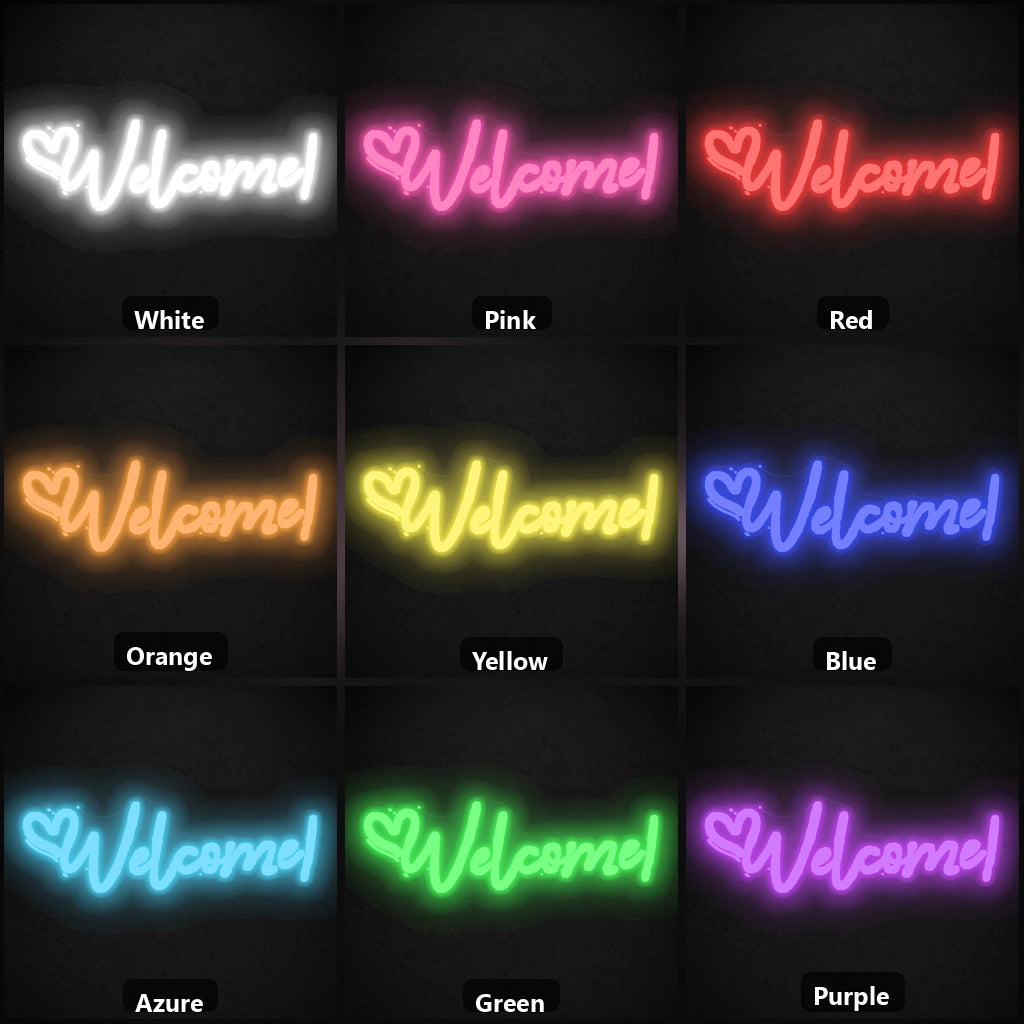 Welcome Room Decor LED Neon Sign color grid