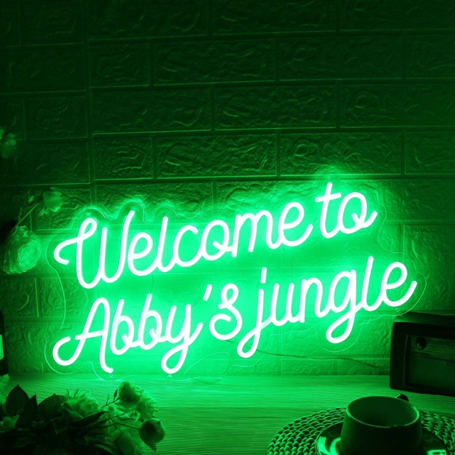 Welcome To Abbys Jungle Green Led Neon Sign - Shineneon