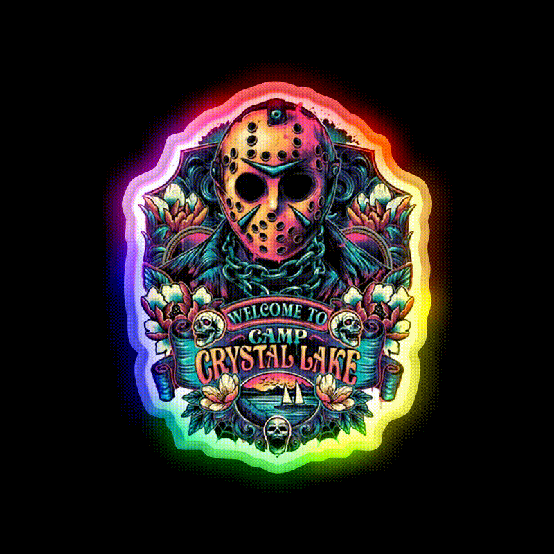Welcome To Camp Crystal Lake Welcome Led Neon Sign Open Sign Rgb Color - LED neon sign close-up detail