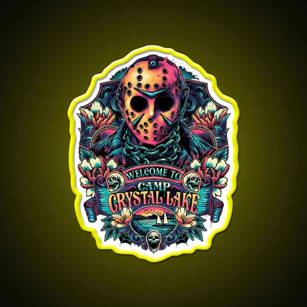 Welcome To Camp Crystal Lake Welcome Led Neon Sign Open Sign Rgb Color - Custom LED neon sign front view