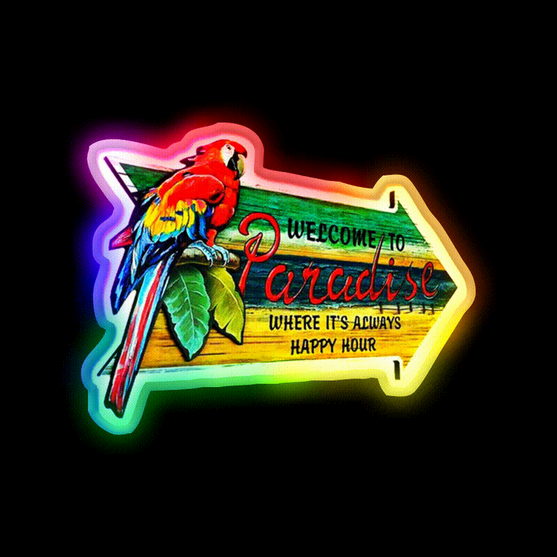Welcome To Paradise Welcome Led Neon Sign Open Sign Rgb Color