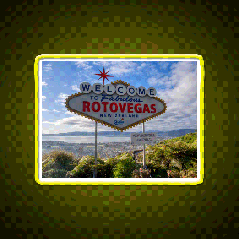 Welcome To Rotovegas Welcome Led Neon Sign Open Sign Rgb Color - Custom LED neon sign front view