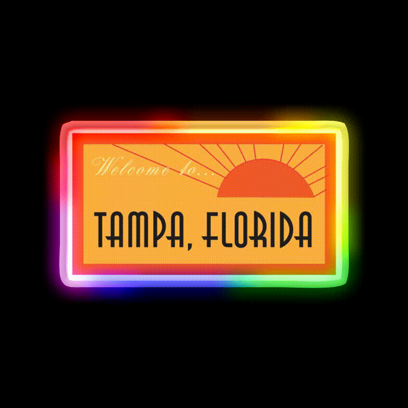 Welcome To Tampa Welcome Led Neon Sign Open Sign Rgb Color - LED neon sign close-up detail