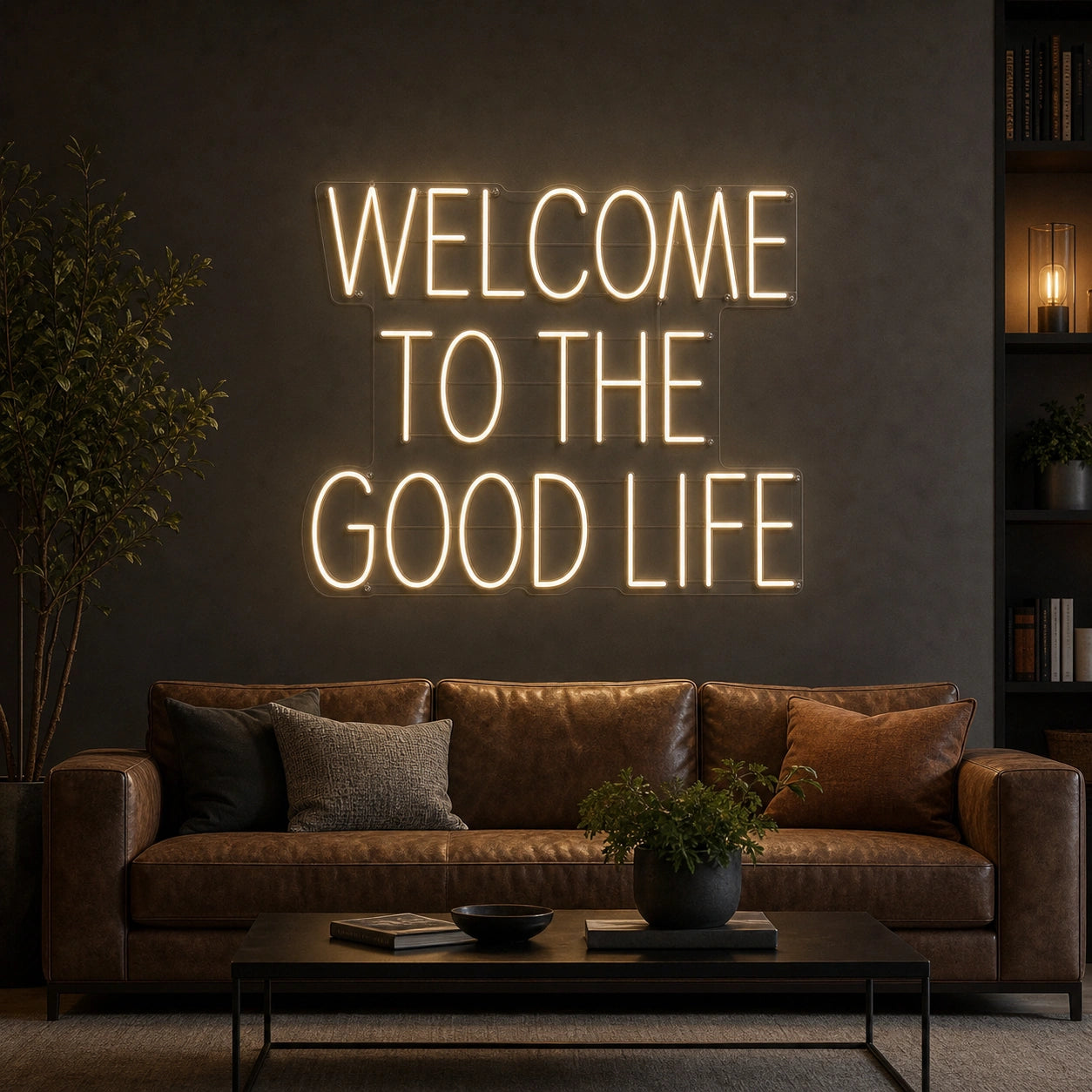 Welcome To The Good Life LED Neon Sign Garage Man Cave Neon Sign size image