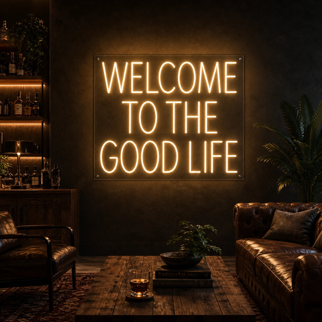 Welcome To The Good Life Man Cave LED Neon Sign high-converting product image