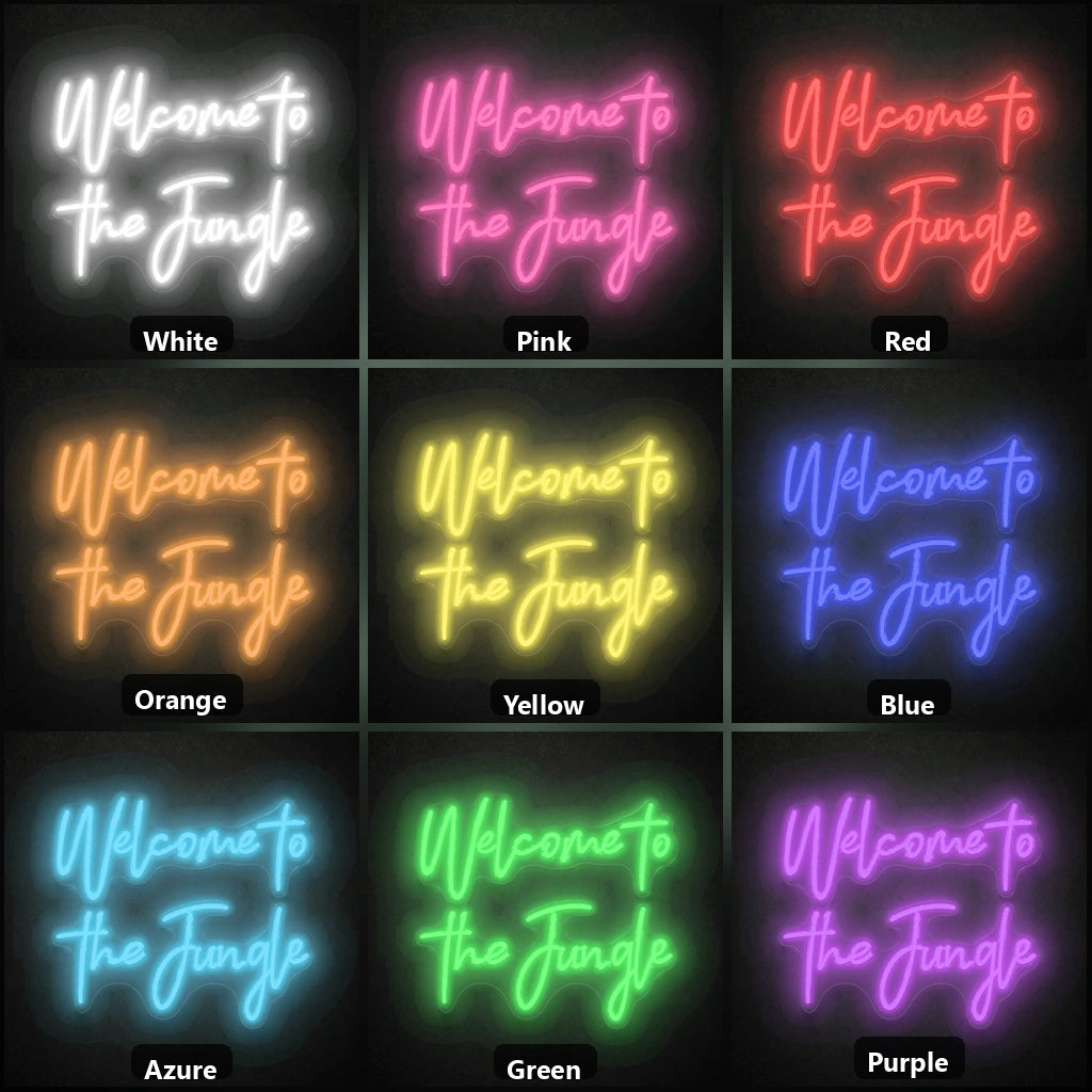 Welcome To The Jungle LED Neon Sign Garage Man Cave Neon Sign color grid