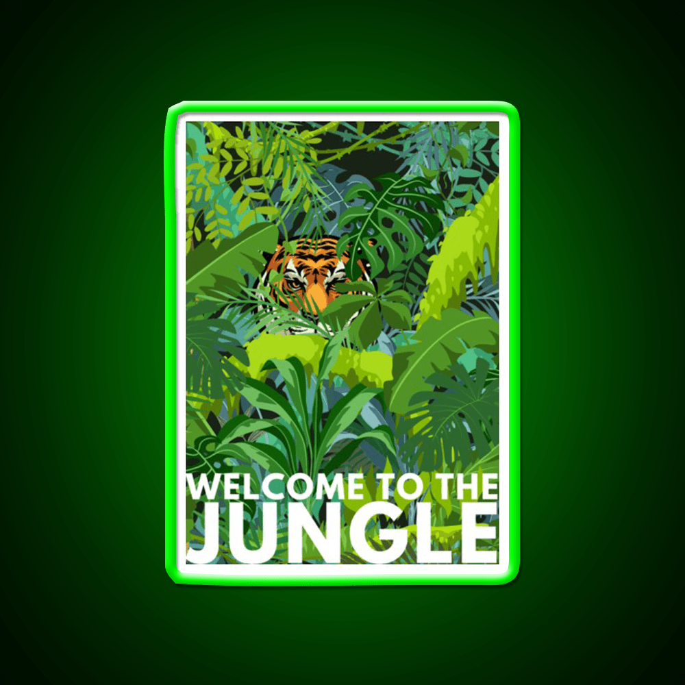 Welcome To The Jungle Tiger Design Welcome Led Neon Sign Open Sign Rgb Color - Shineneon