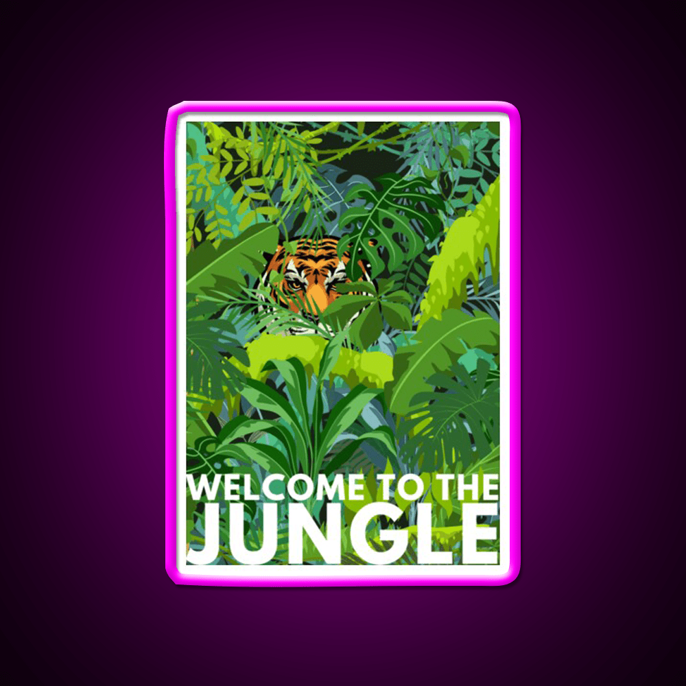 Welcome To The Jungle Tiger Design Welcome Led Neon Sign Open Sign Rgb Color - Shineneon