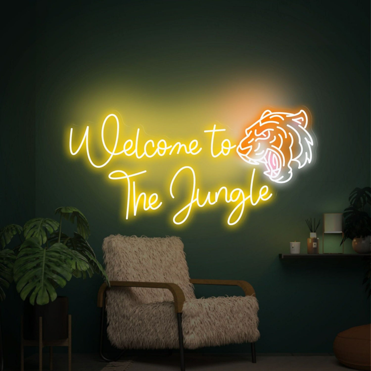 Welcome To The Jungle Welcome Sign Green Led Light Signs Bars Home Decor | Shineneon
