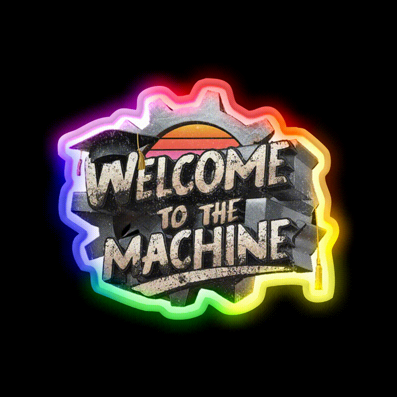 Welcome To The Machine Welcome Led Neon Sign Open Sign Rgb Color - LED neon sign close-up detail