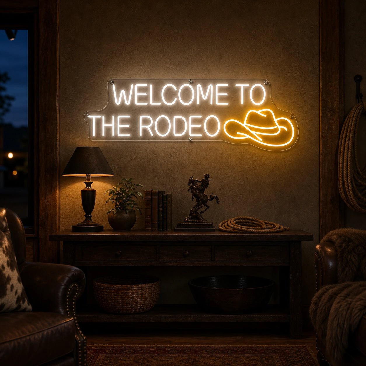 Welcome To The Rodeo Cowboy Hat LED Neon Sign - Shineneon