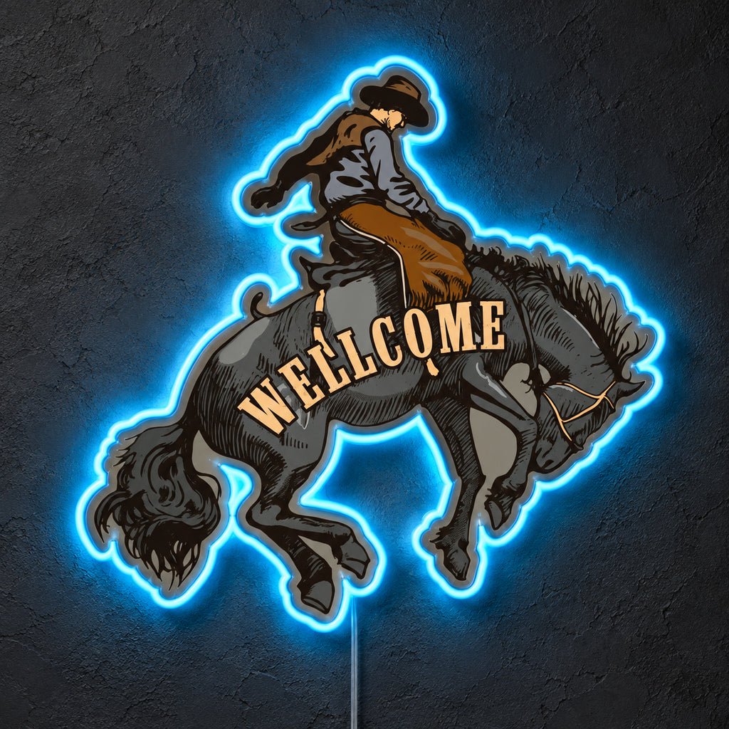 Welcome To The Rodeo Cowboy Rider LED Neon Sign - Shineneon