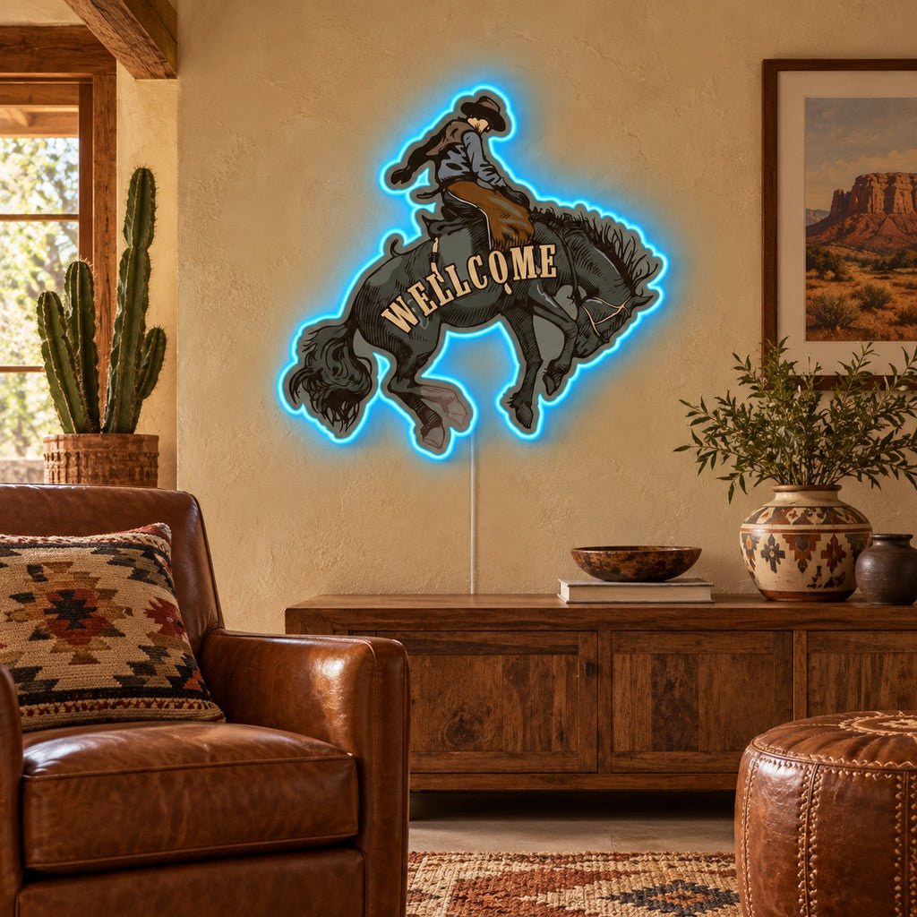 Welcome To The Rodeo Cowboy Rider LED Neon Sign - Shineneon