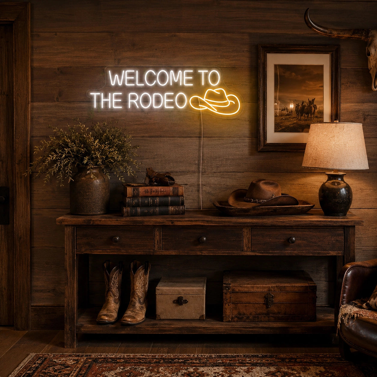 Welcome To The Rodeo Neon Sign LED Neon Sign real lifestyle scene