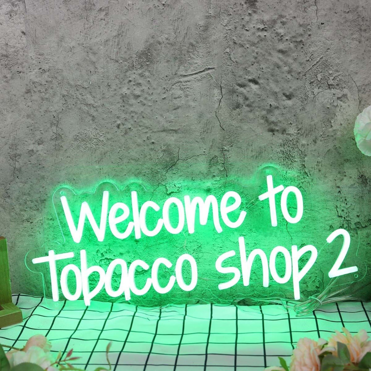 Welcome To Tobacco Shop 2 Green Led Neon Sign - Shineneon