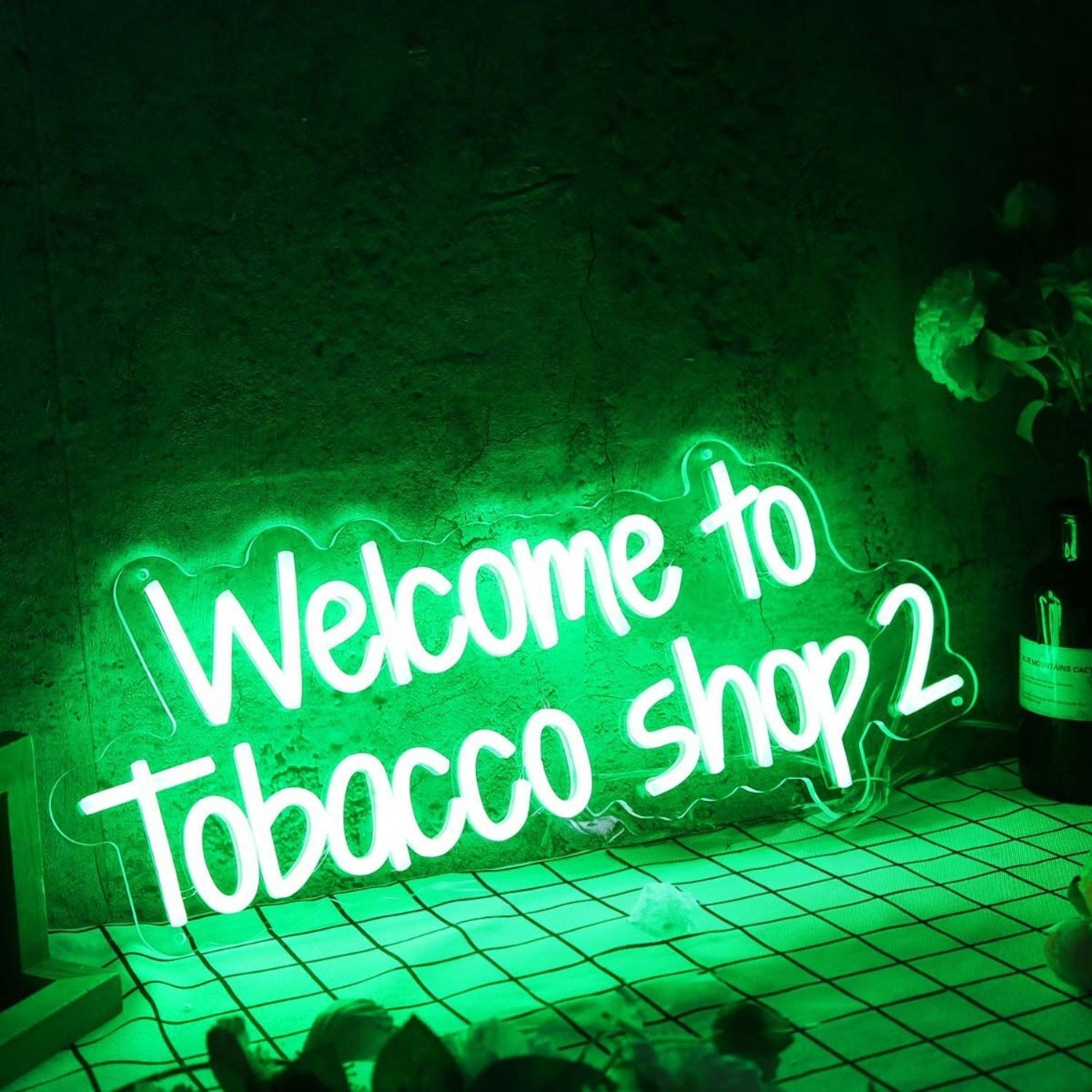 Welcome To Tobacco Shop 2 Green Led Neon Sign - Shineneon
