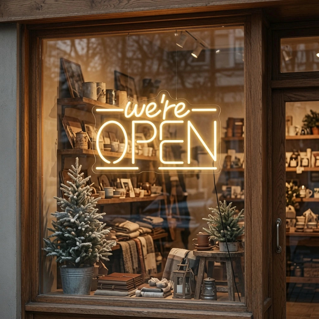 We're Open LED Neon Sign Wall Neon Sign - 03 Real Lifestyle Scene