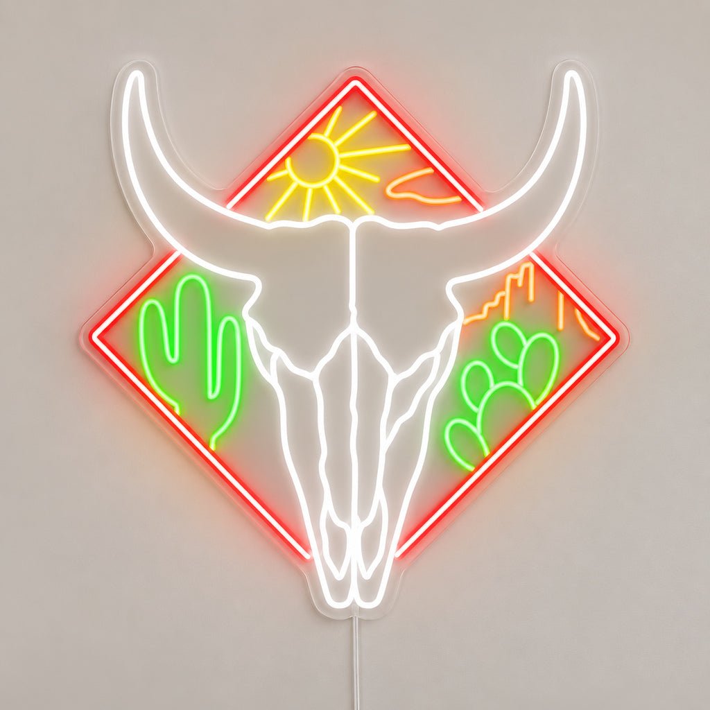 Western Bull Skull Bookshelf LED Neon Sign - Shineneon