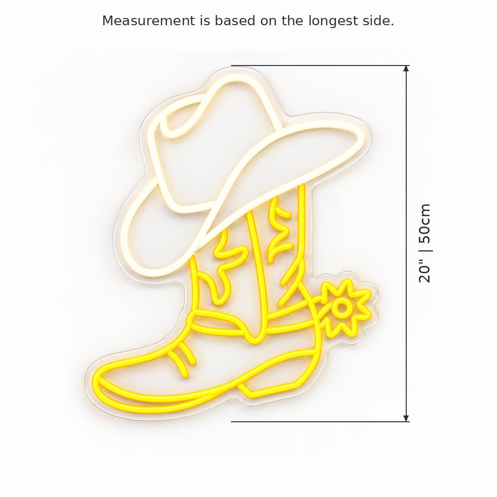 Western Rodeo Boot Hat LED Neon Sign - Shineneon