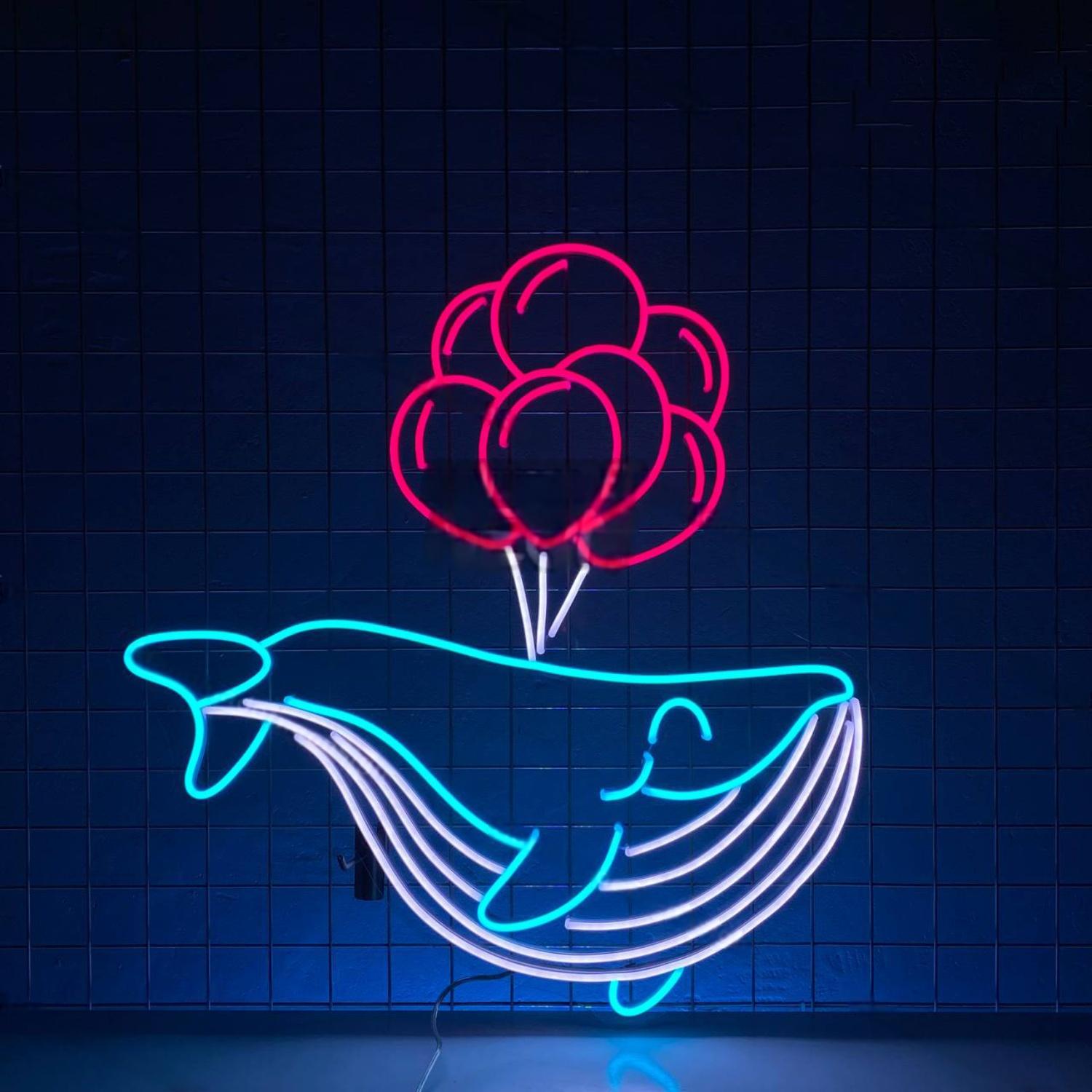 Whale Balloon Led Neon Sign Large Whale Wall Decor | Shineneon