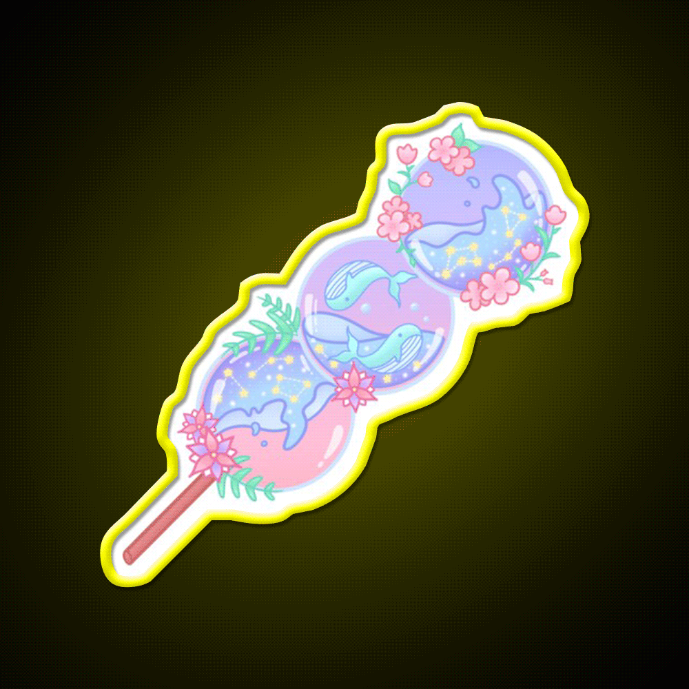 Whale Dango Snack Food Led Neon Sign Rgb Color - Custom LED neon sign front view