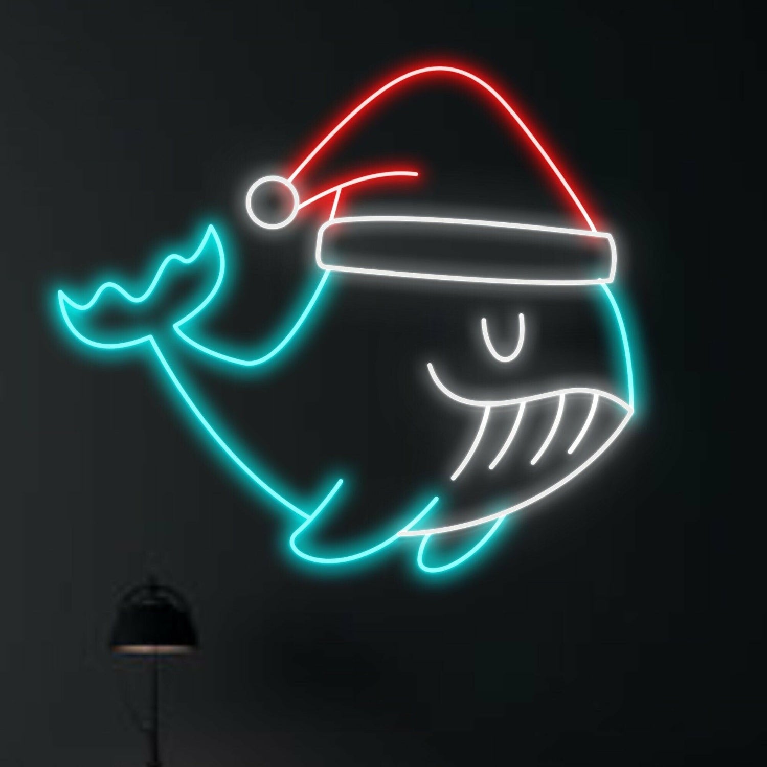 Whale Fish Christmas Hat Led Neon Sign | Shineneon