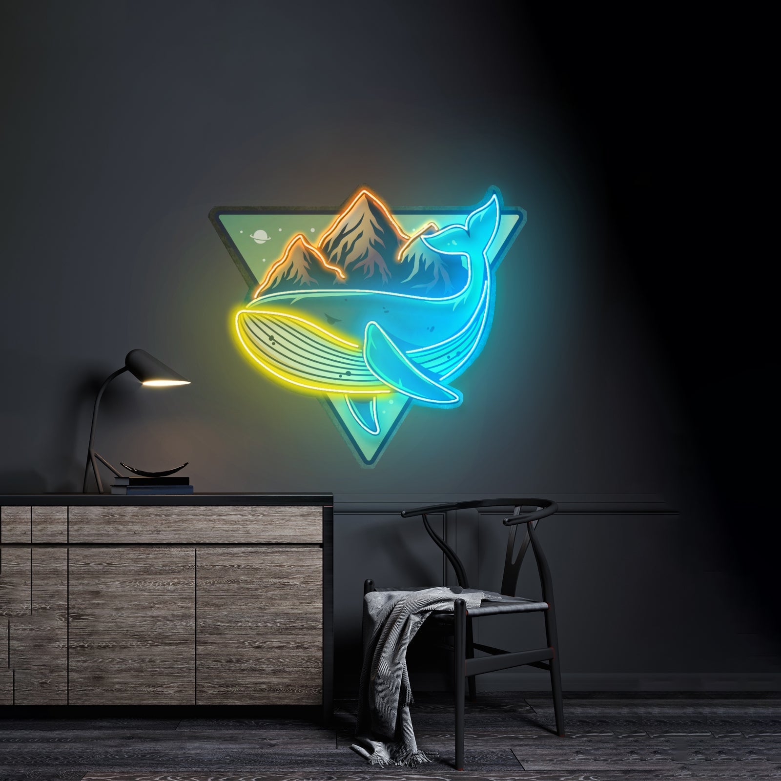 Whale On Mountain Top Led Neon Sign Light Custom Led Signs - Shineneon