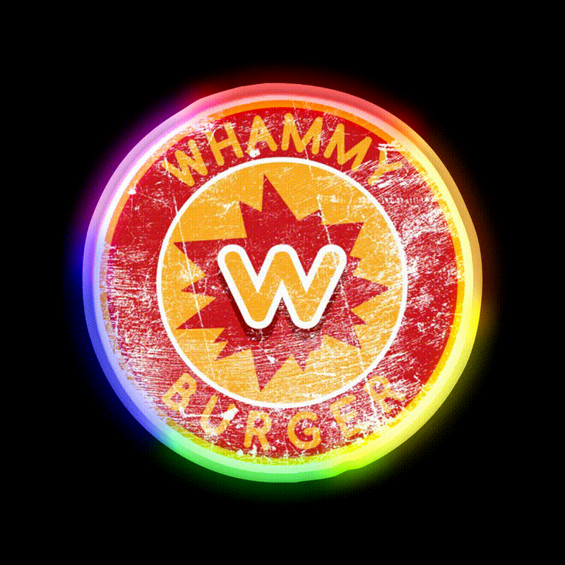 Whammy Burger Falling Down Fast Food Led Neon Sign For Burger Place Rgb Color