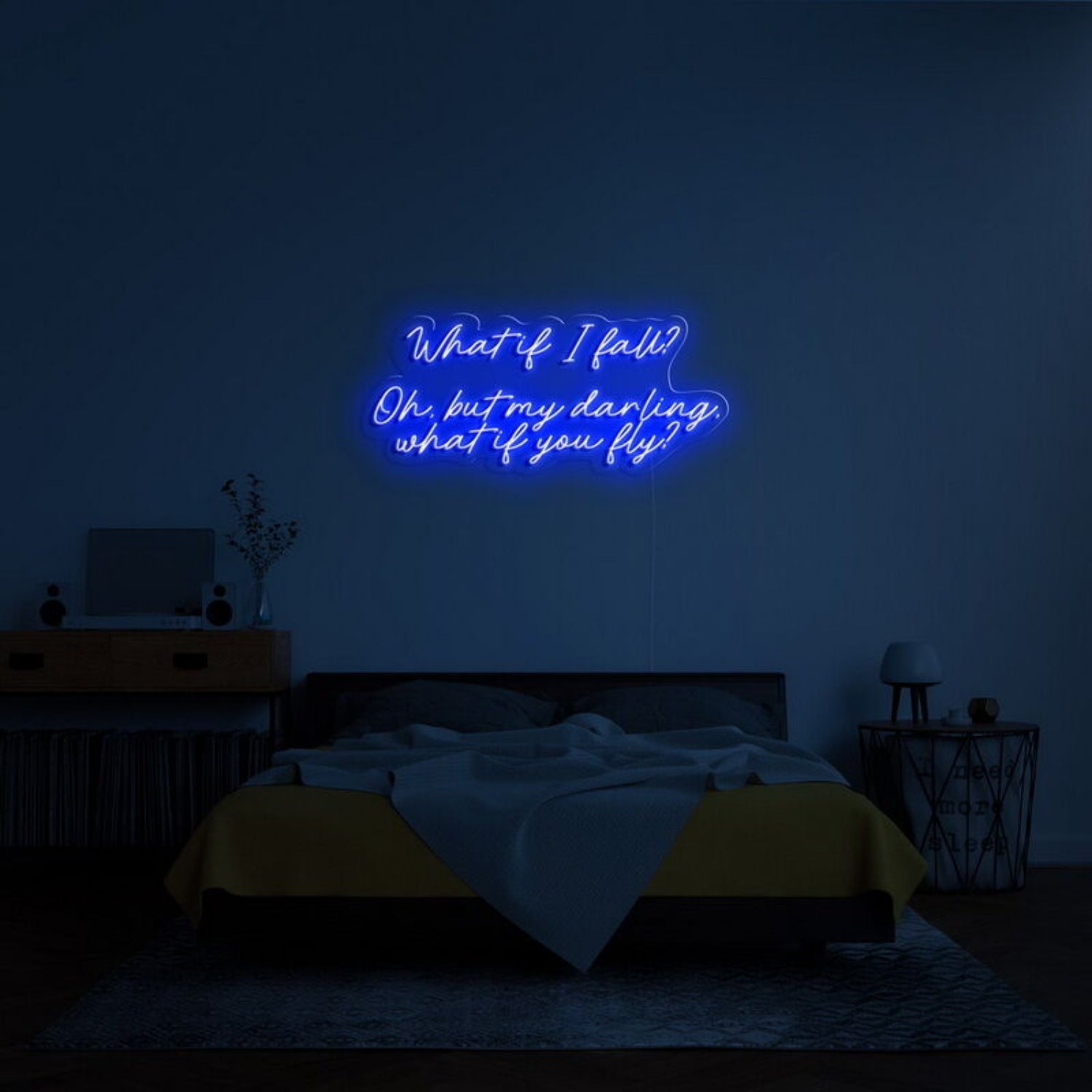 What If I Fall Led Neon Sign Fencouraging Spaces - Shineneon