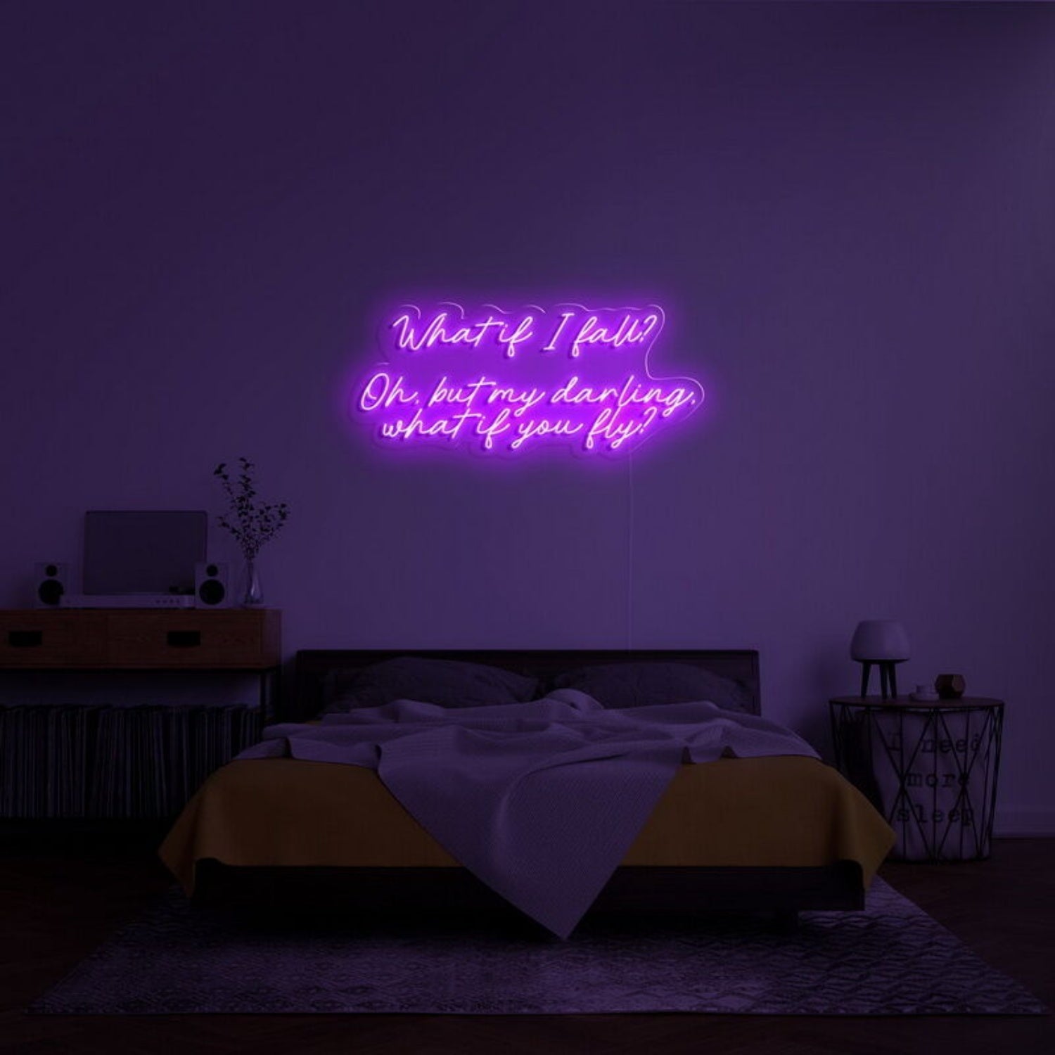 What If I Fall Led Neon Sign Fencouraging Spaces - Shineneon
