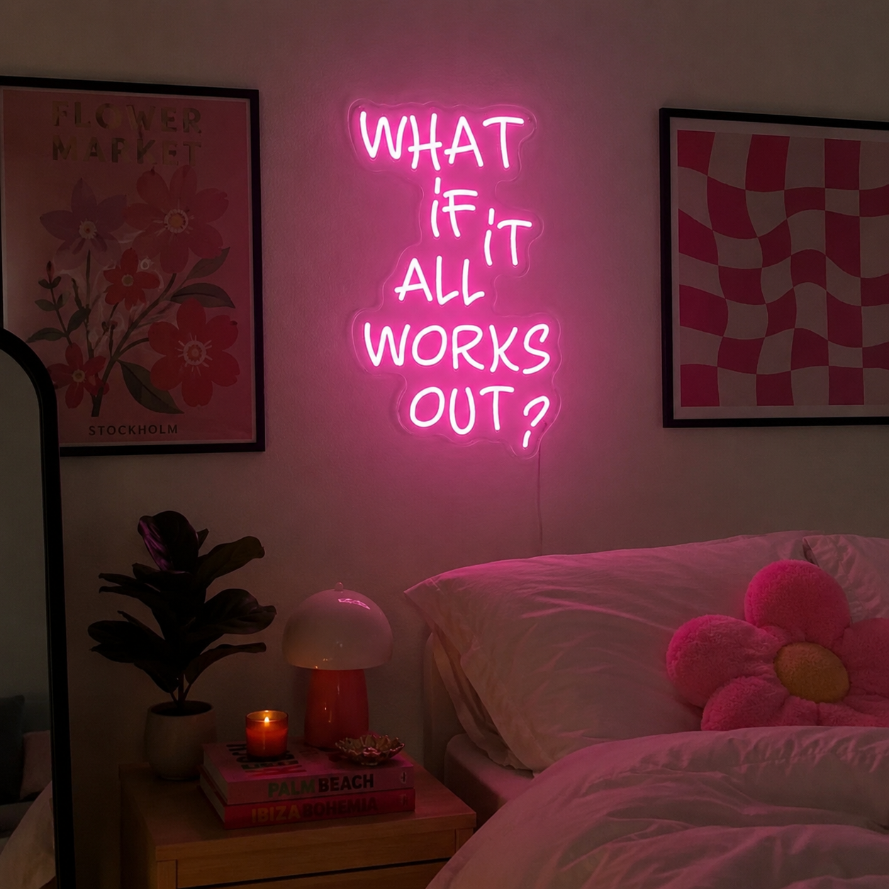 What If It All Works Out LED Neon Sign Home Decor - 03 Real Lifestyle Scene