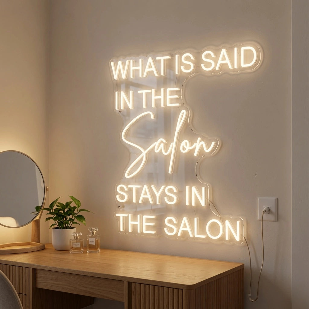 What Is Said In The Salon Stays In The Salon LED Neon Sign Home Wall Art - 03 Real Lifestyle Scene
