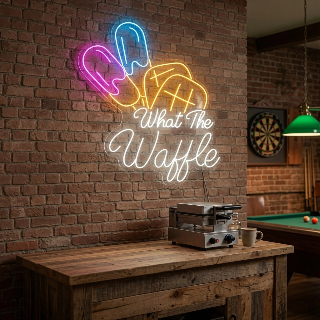 What The Waffle Wall Decor LED Neon Sign - 03 Real Lifestyle Scene