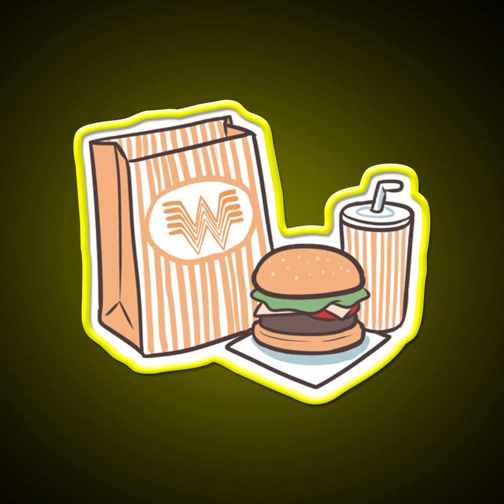 Whataburger Meal Fast Food Led Neon Sign For Burger Place Rgb Color - Custom LED neon sign front view