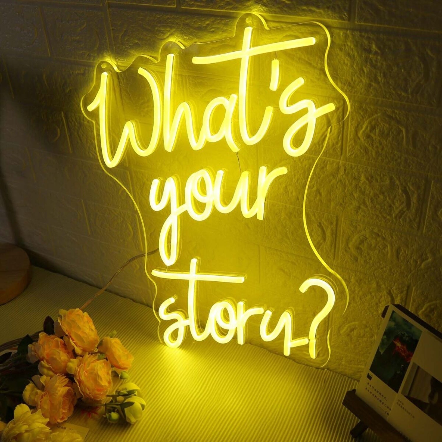 Whats Your Story Yellow Led Neon Sign - Shineneon