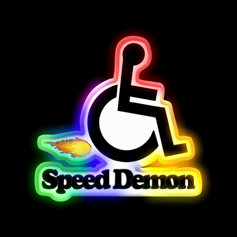 Wheelchair Speed Demon Beer Bar Decor Led Neon Sign Rgb Color - LED neon sign close-up detail
