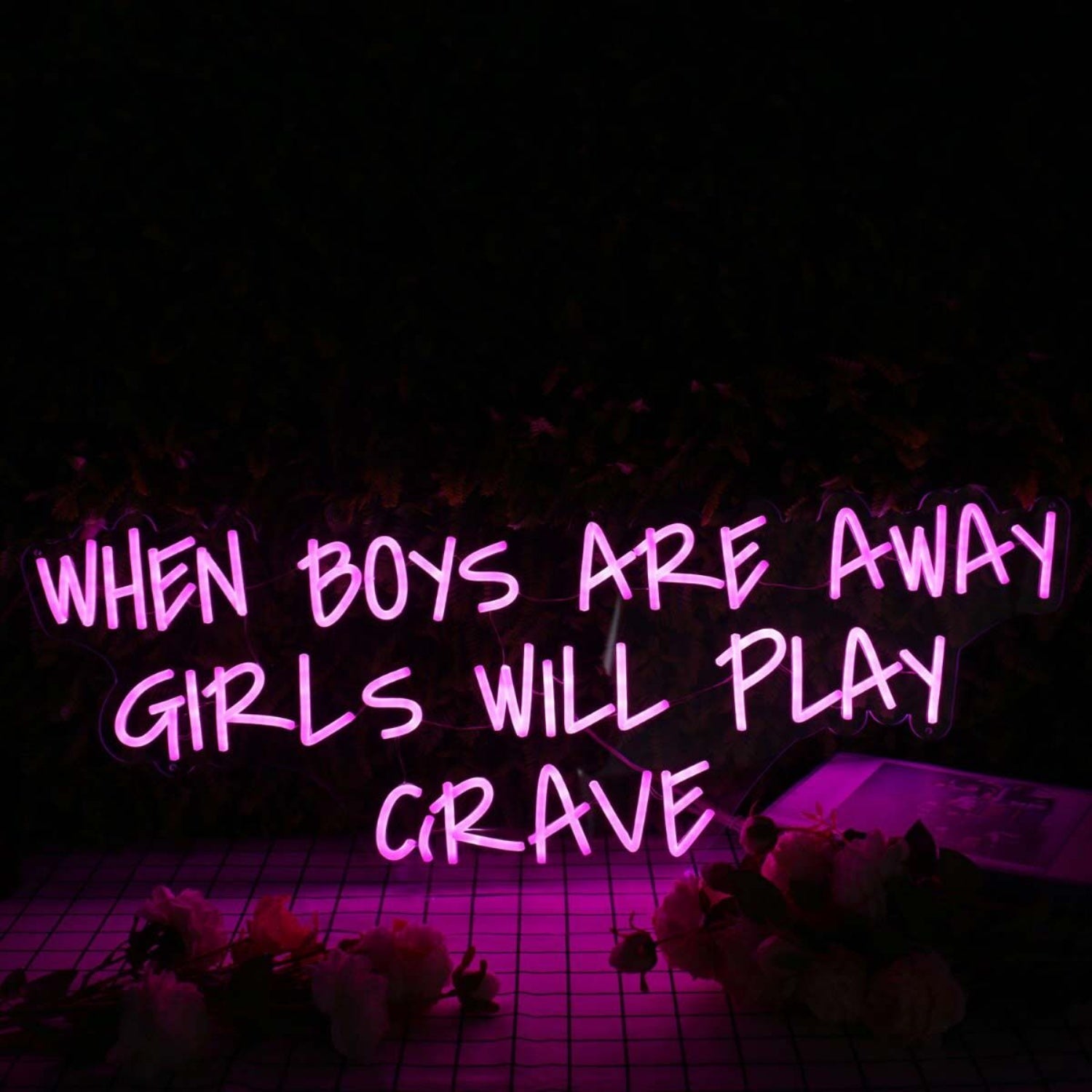 When Boys Are Away Girls Will Play Crave Purple Led Neon Sign | Shineneon