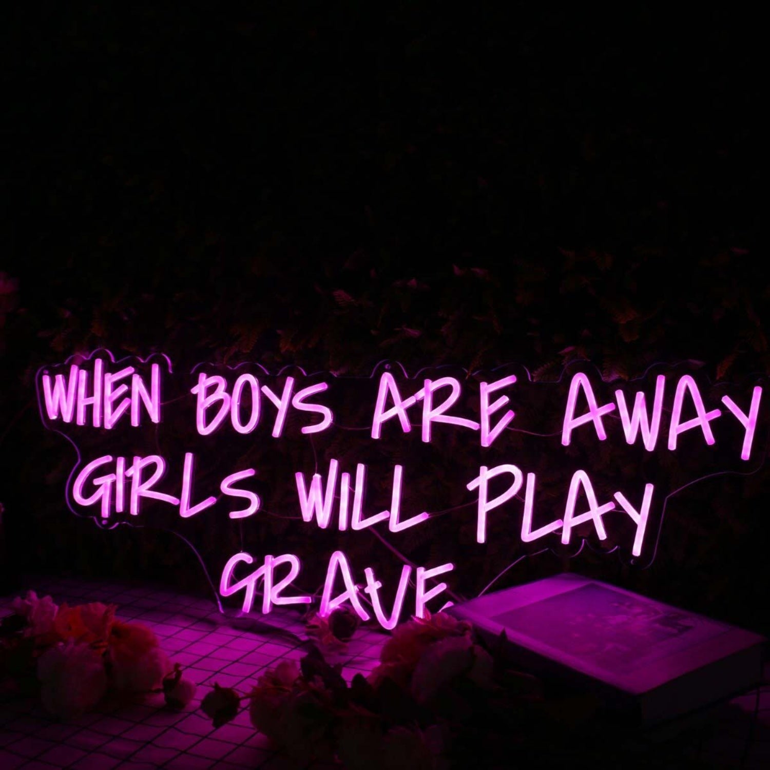 When Boys Are Away Girls Will Play Crave Purple Led Neon Sign - Shineneon