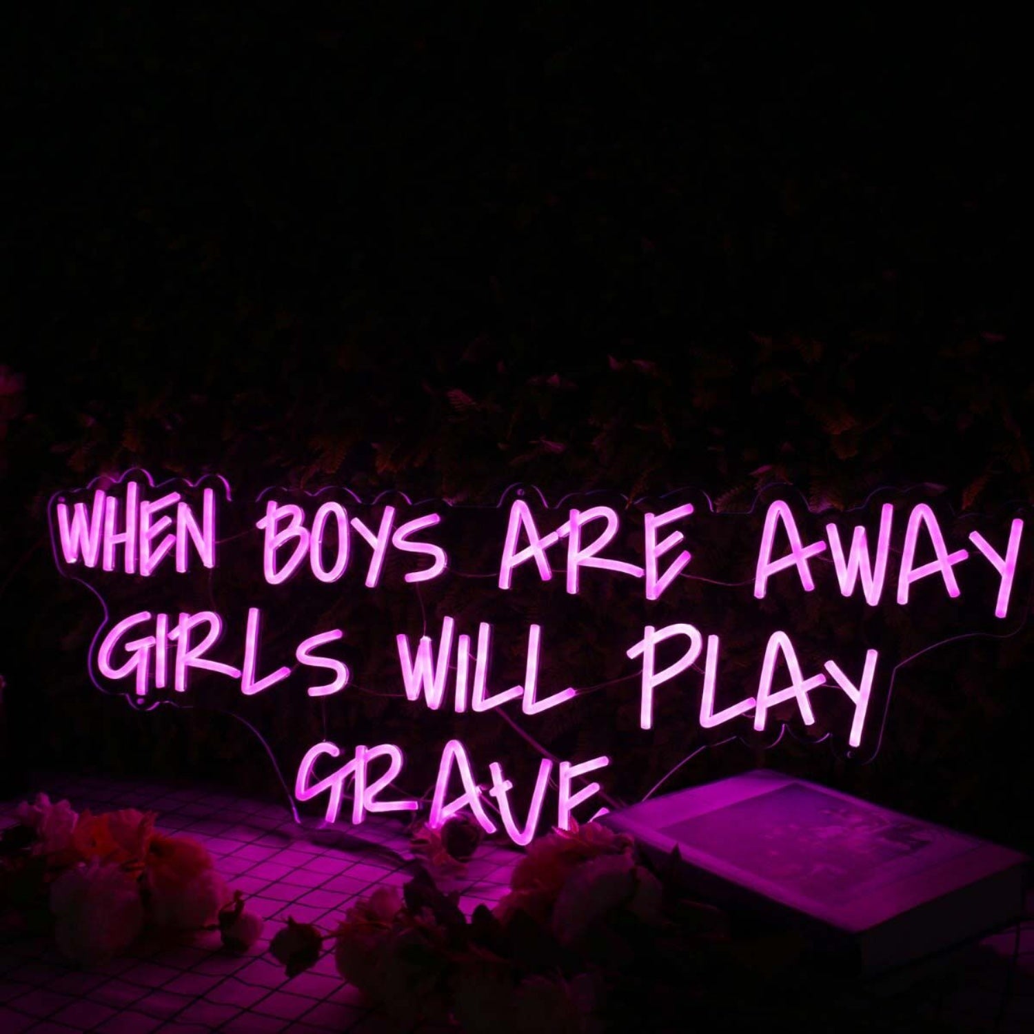 When Boys Are Away Girls Will Play Crave Purple Led Neon Sign | Shineneon
