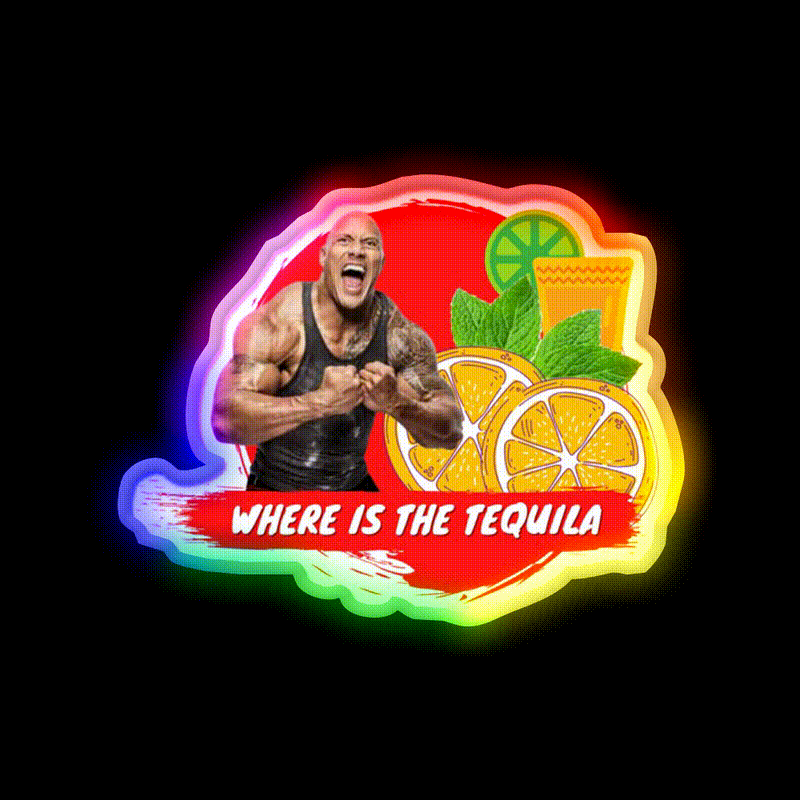 Where Is The Tequila Dwayne Johnson Party Drink Tequila Led Neon Sign Rgb Color - LED neon sign close-up detail