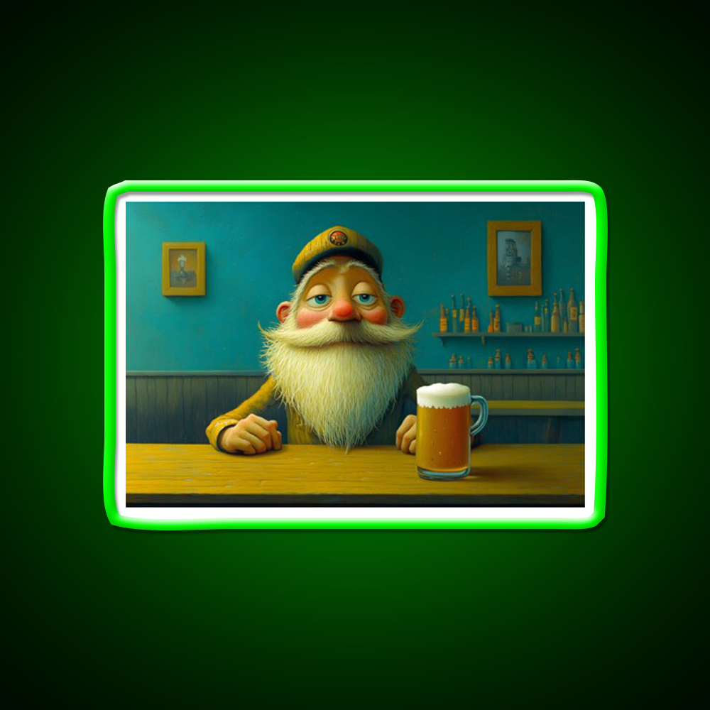 Whimsical Bearded Man Enjoying A Cold Beer Bar Decor Led Neon Sign Rgb Color - LED neon sign view 8