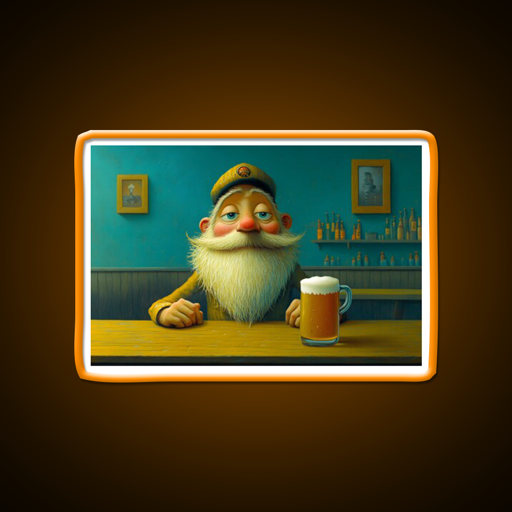 Whimsical Bearded Man Enjoying A Cold Beer Bar Decor Led Neon Sign Rgb Color - LED neon sign view 6
