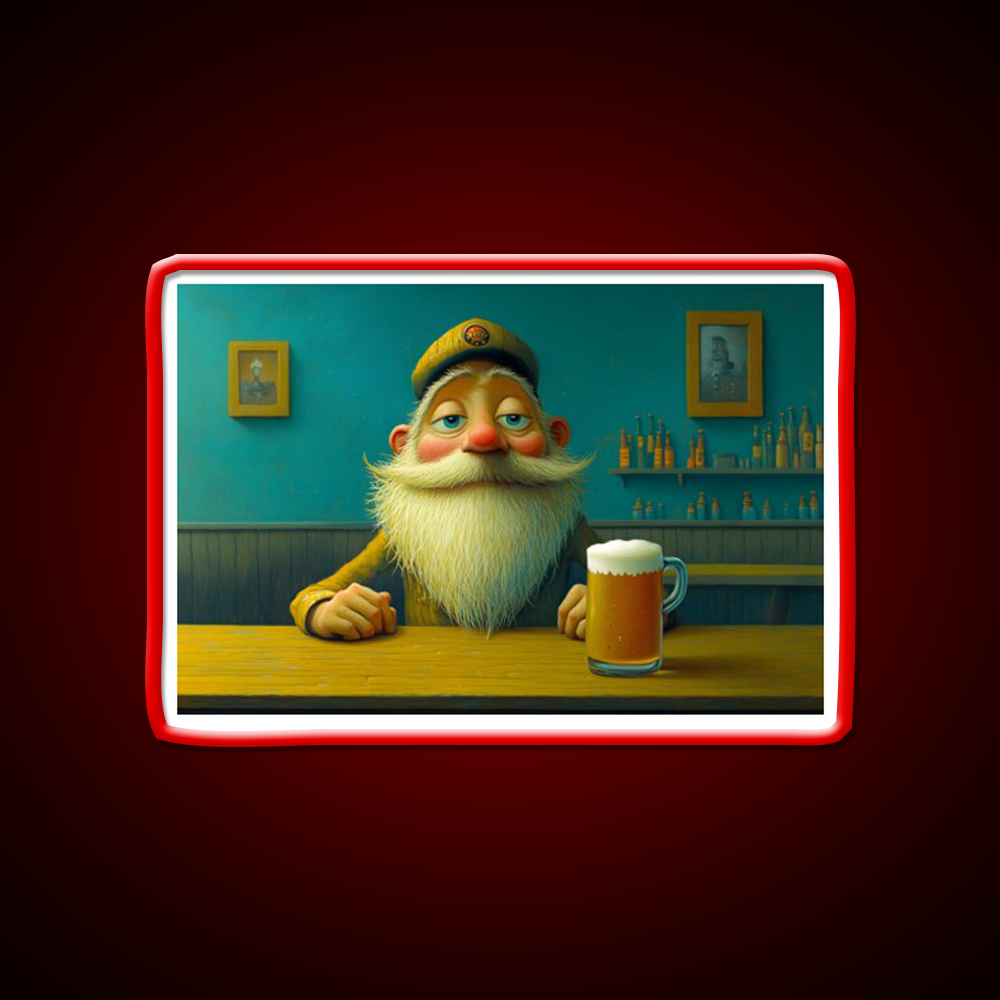 Whimsical Bearded Man Enjoying A Cold Beer Bar Decor Led Neon Sign Rgb Color - LED neon sign view 10