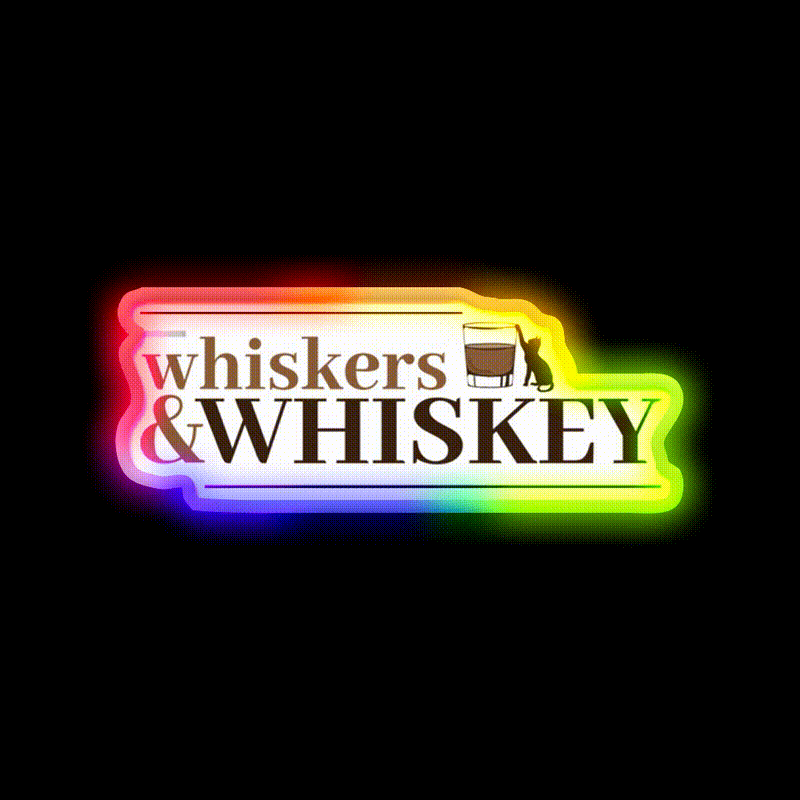 Whiskers And Whiskey Drink Bar Led Neon Sign Rgb Color