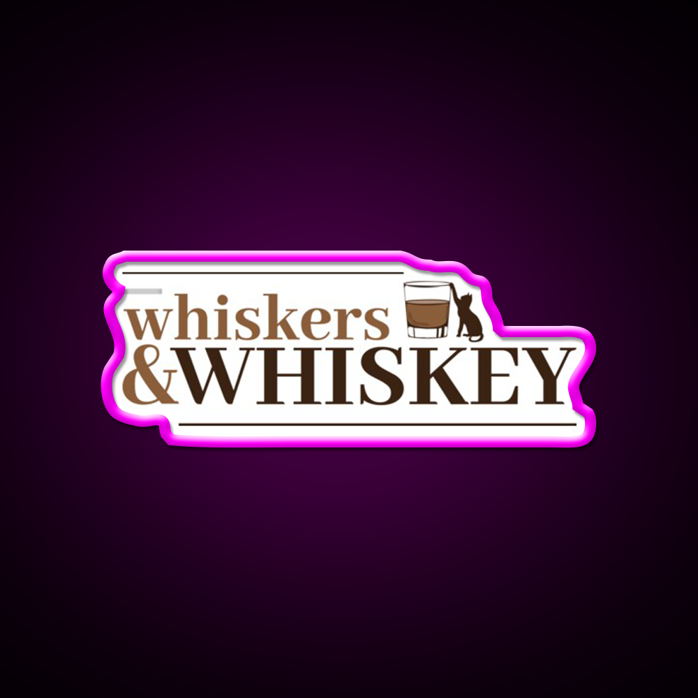 Whiskers And Whiskey Drink Bar Led Neon Sign Rgb Color