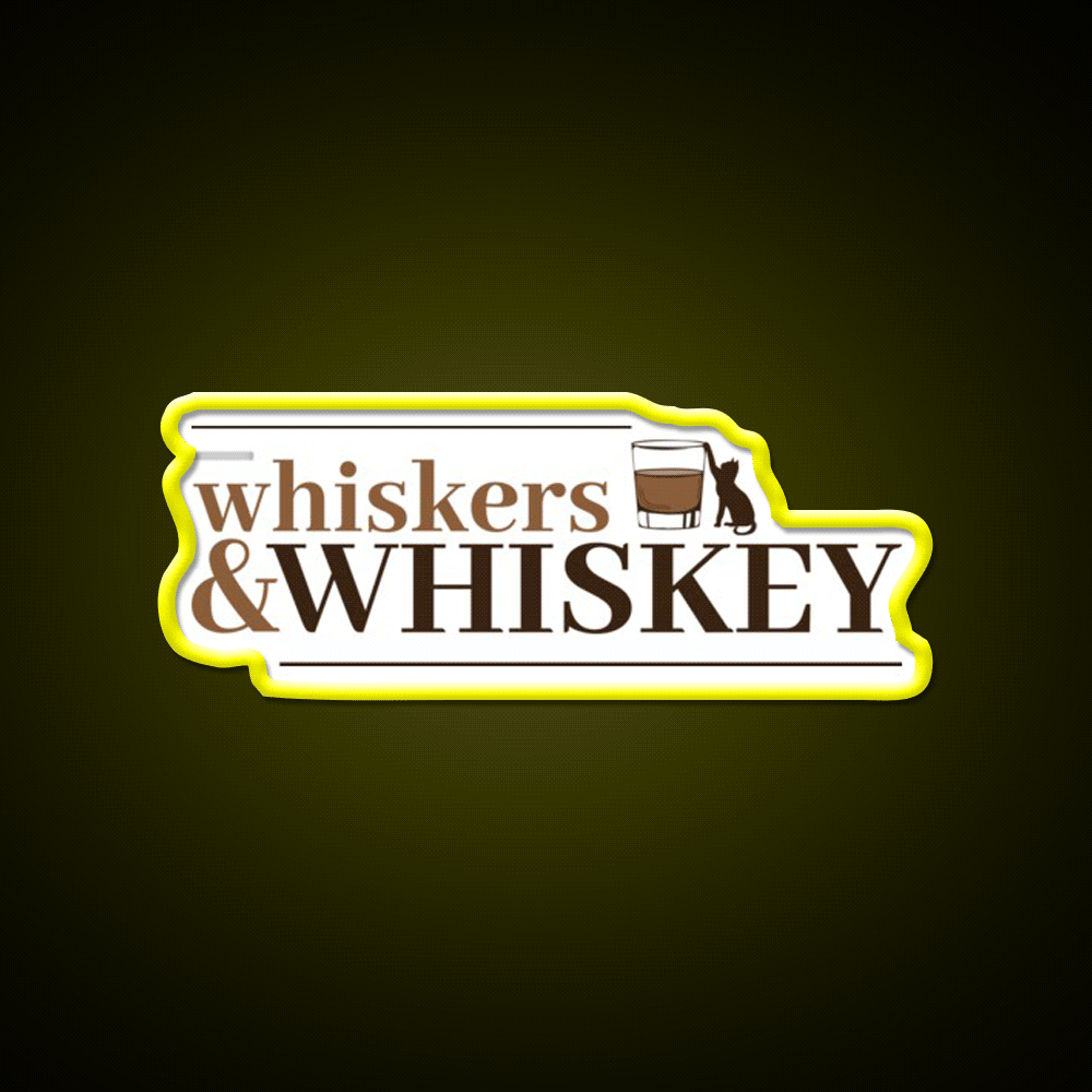 Whiskers And Whiskey Drink Bar Led Neon Sign Rgb Color