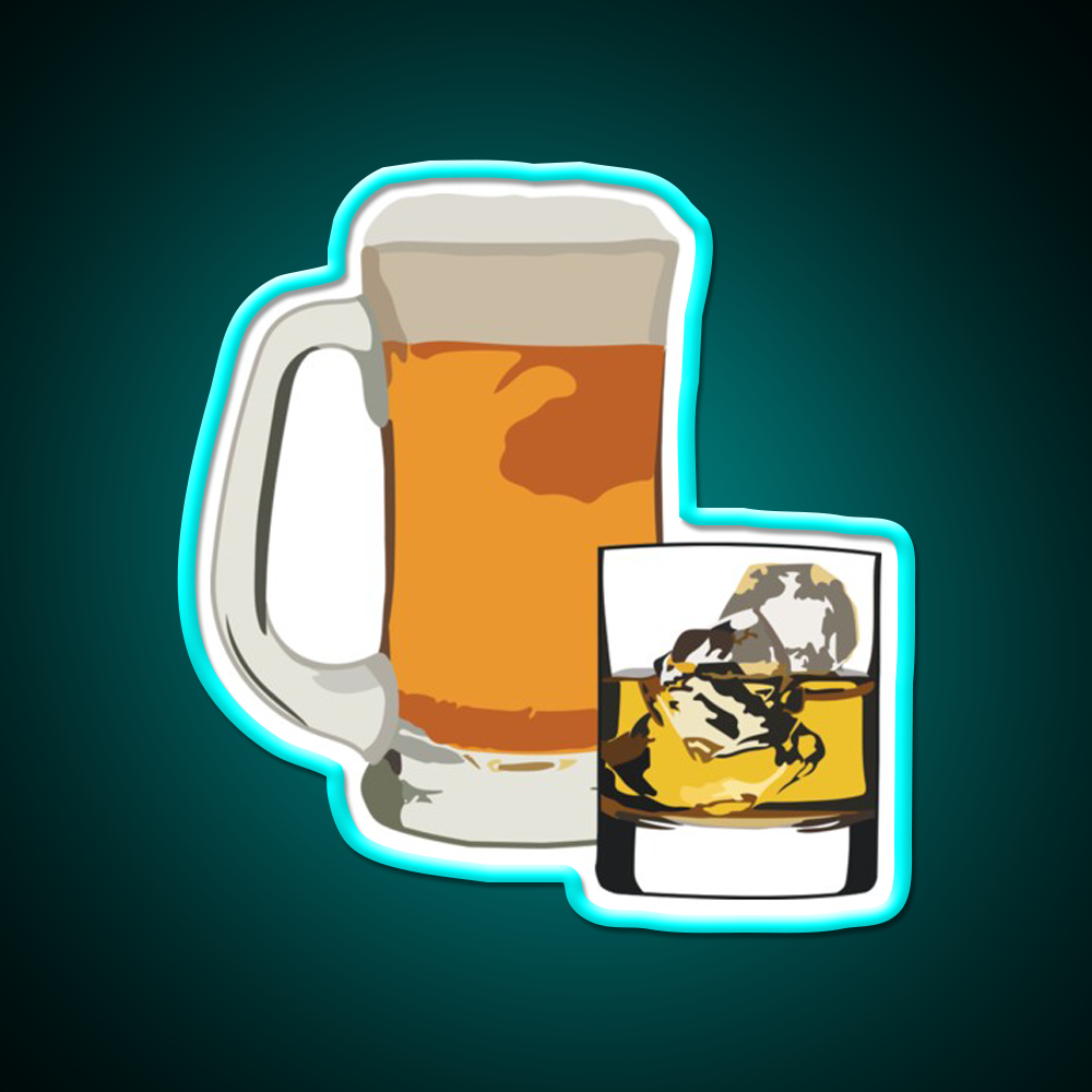 Whiskey And Beer Whiskey Drink Bar Led Neon Sign Rgb Color