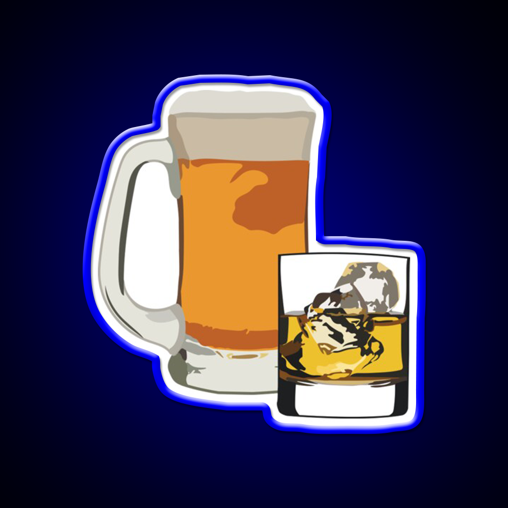 Whiskey And Beer Whiskey Drink Bar Led Neon Sign Rgb Color