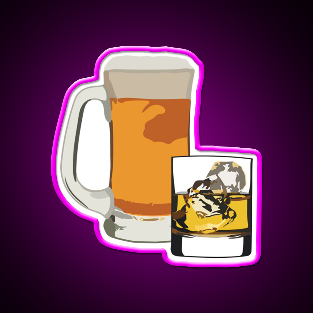 Whiskey And Beer Whiskey Drink Bar Led Neon Sign Rgb Color